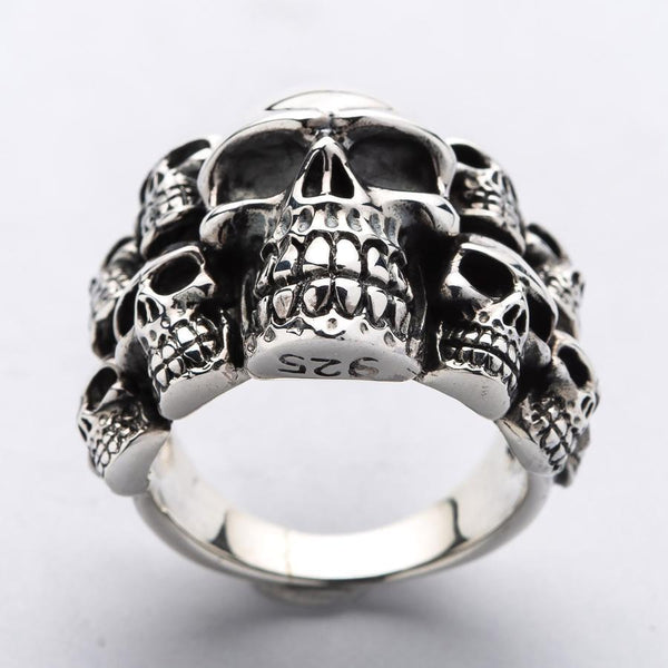 Sterling Silver Phantom Biker Skull Ring