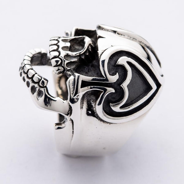 Sterling Silver Spade Skull Ring