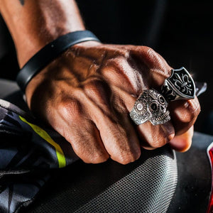 Bague tête de mort en sucre en argent sterling