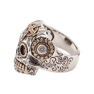 Bague tête de mort en sucre en argent sterling