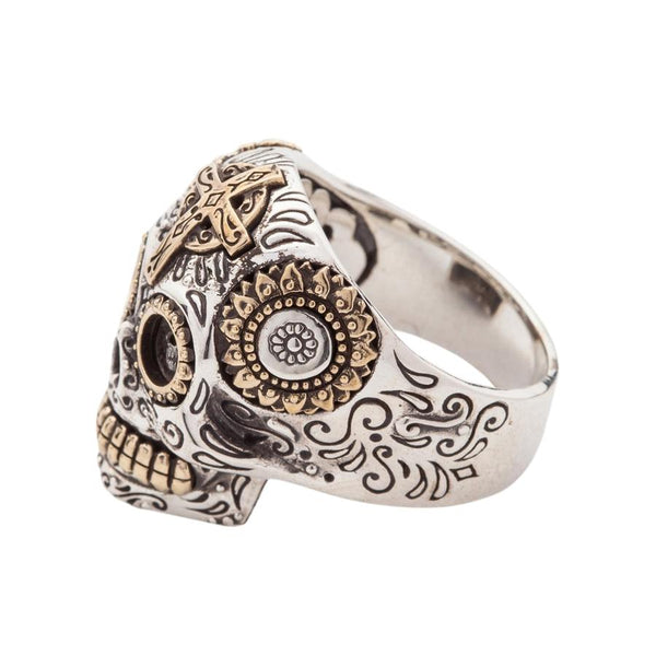 Серебряное кольцо с сахарным черепом