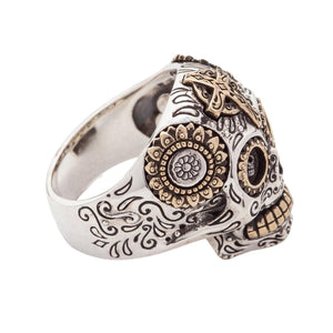 Bague tête de mort en sucre en argent sterling