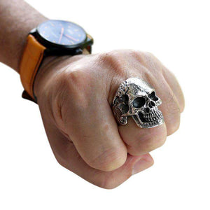 Bague tête de mort en argent sterling pour hommes robustes
