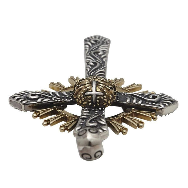 Ciondolo a croce gotica in argento con pietre preziose - Gioielli Ciondolo a croce gotica in argento con pietre preziose - Gioielli