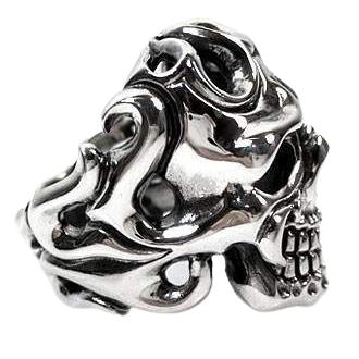 Sterling Silver Tribal Tattoo Skull Ring