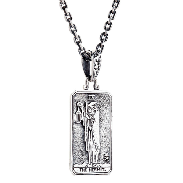 Sterling Silver The Hermit Tarot Card Pendant