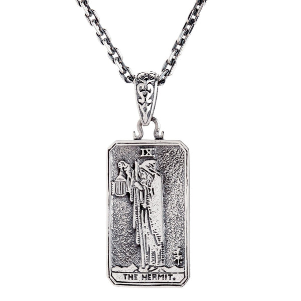 Sterling Silver The Hermit Tarot Card Pendant