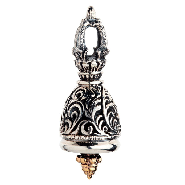 Colgante de campana budista tibetana de plata esterlina