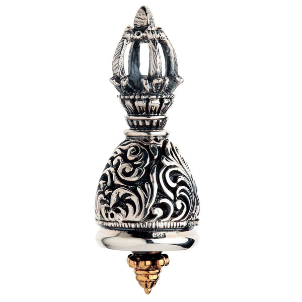 Ciondolo campana buddista tibetano in argento sterling