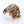 Green-Eye Tibetan Skull Sterling Silver Ring, gold scroll shoulder