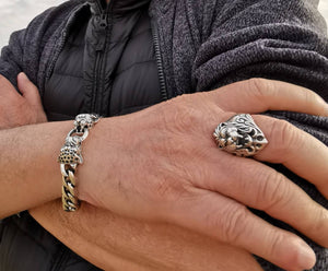 Sterling Silber Tiger Herrenarmband