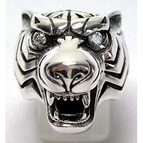 Anel de tigre masculino em prata esterlina
