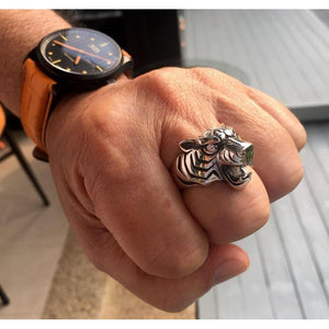 Sterling Silver Mens Tiger Rings