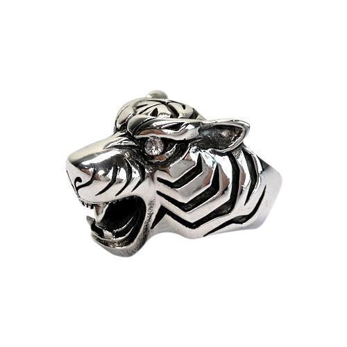 Anel de tigre masculino em prata esterlina