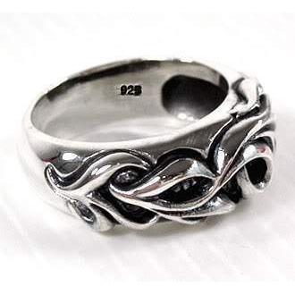 Tribal Sterling Silver Band Mens Rings