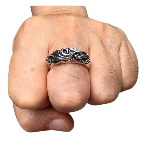 Anéis masculinos tribais de prata esterlina