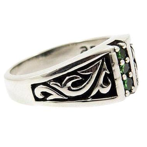 Bague émeraude tribale en argent sterling