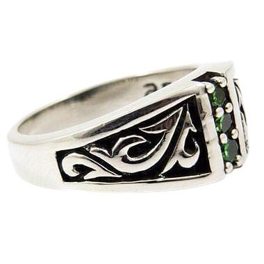 Sterling Silver Tribal Emerald Ring