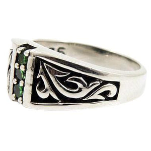 Bague émeraude tribale en argent sterling