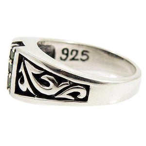 Bague émeraude tribale en argent sterling