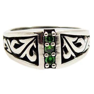 Bague émeraude tribale en argent sterling