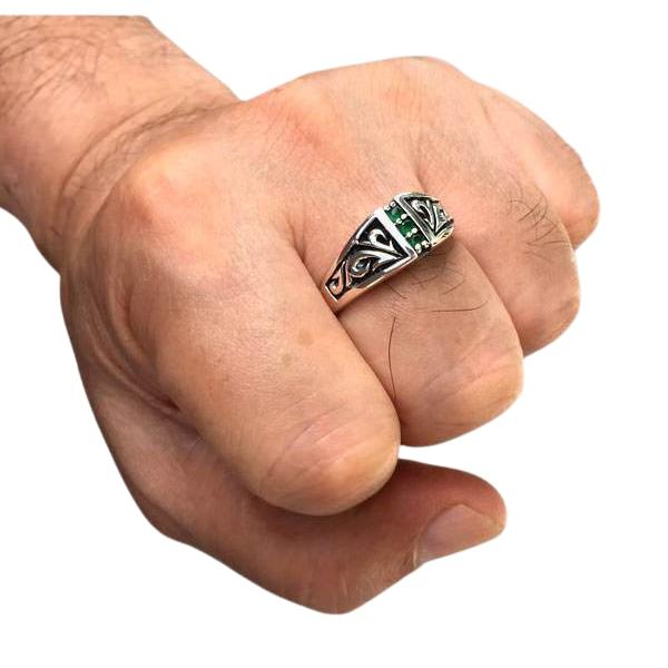 Sterling Silver Tribal Emerald Ring