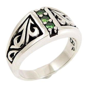 Bague émeraude tribale en argent sterling