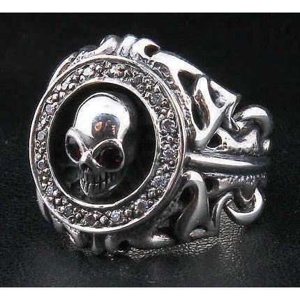 Tribal Garnet Skull Gothic Ring