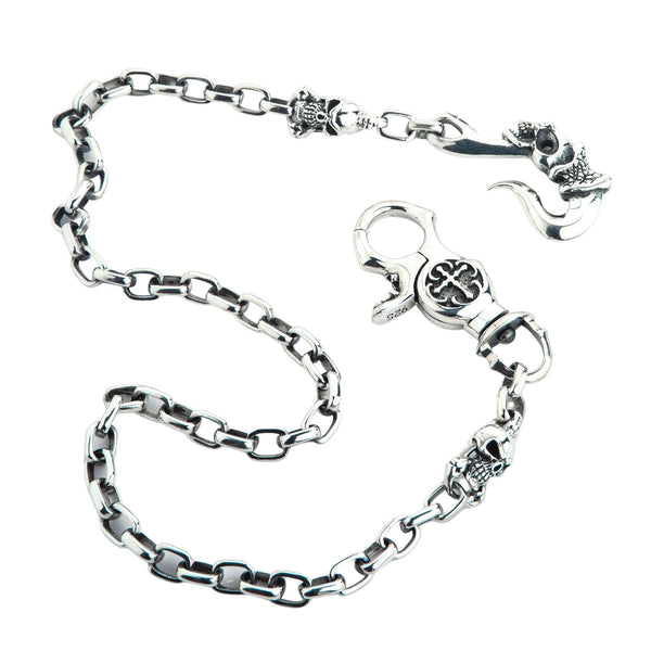 Sterling Silver Tribal Gothic Skull Wallet Chain