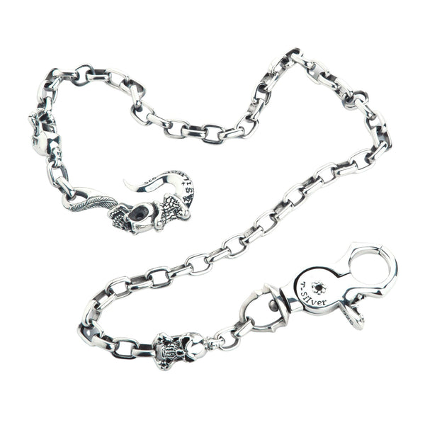 Sterling Silver Tribal Gothic Skull Wallet Chain