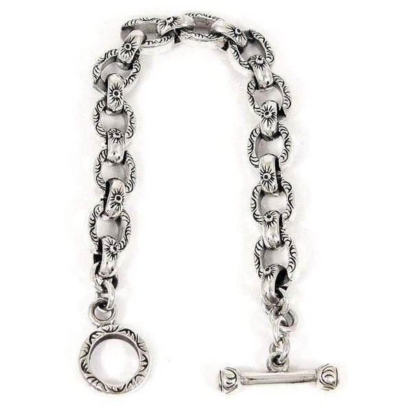 Braccialetto a catena in argento con anello tribale