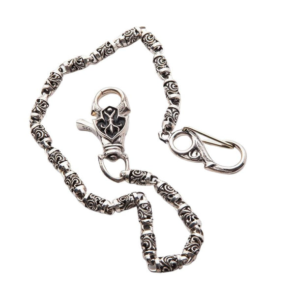 Tribal Roller Sterling Silver Wallet Chain