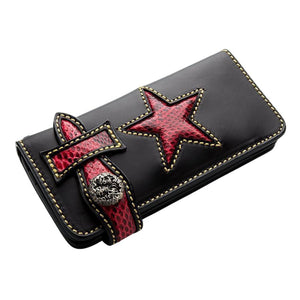 Tribal Star Red Snake Skin Biker Wallet