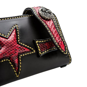 Tribal Star Red Snake Skin Biker Wallet
