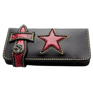 Tribal Star Red Snake Skin Biker Wallet