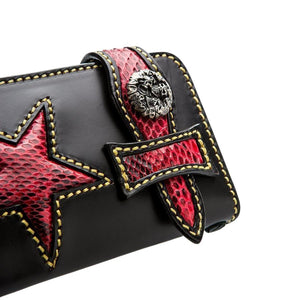 Tribal Star Red Snake Skin Biker Wallet