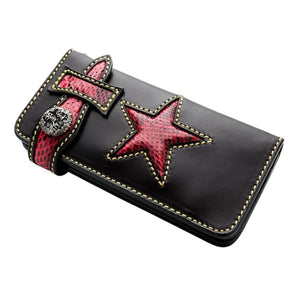 Tribal Star Red Snake Skin Biker Wallet
