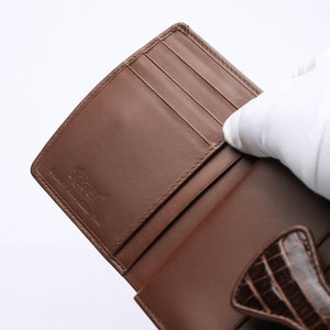 Portefeuilles pour femmes en peau de crocodile marron bicolore
