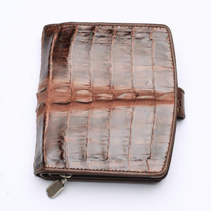 Portefeuilles pour femmes en peau de crocodile marron bicolore