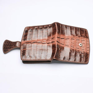 Portefeuilles pour femmes en peau de crocodile marron bicolore