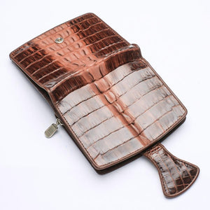 Portefeuilles pour femmes en peau de crocodile marron bicolore