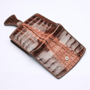 Portefeuilles pour femmes en peau de crocodile marron bicolore