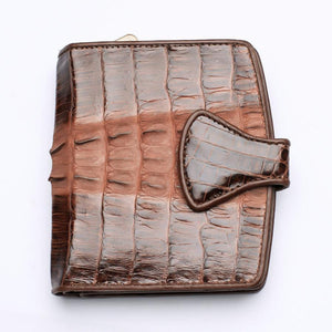 Portefeuilles pour femmes en peau de crocodile marron bicolore