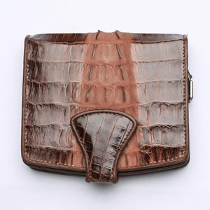 Portefeuilles pour femmes en peau de crocodile marron bicolore