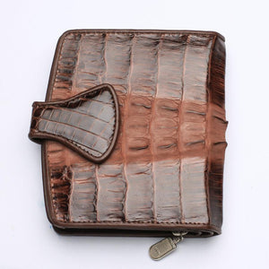 Portefeuilles pour femmes en peau de crocodile marron bicolore