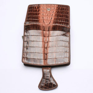 Portefeuilles pour femmes en peau de crocodile marron bicolore