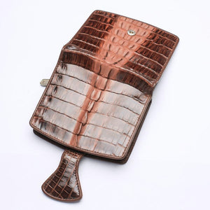 Portefeuilles pour femmes en peau de crocodile marron bicolore