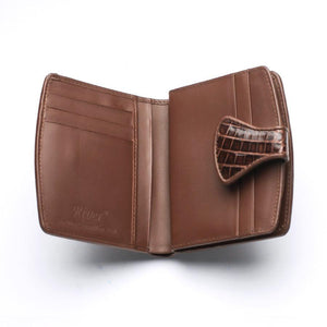Portefeuilles pour femmes en peau de crocodile marron bicolore