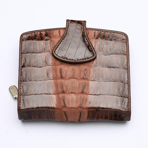 Portefeuilles pour femmes en peau de crocodile marron bicolore