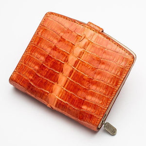 Portefeuilles pour femmes en peau de crocodile orange bicolore